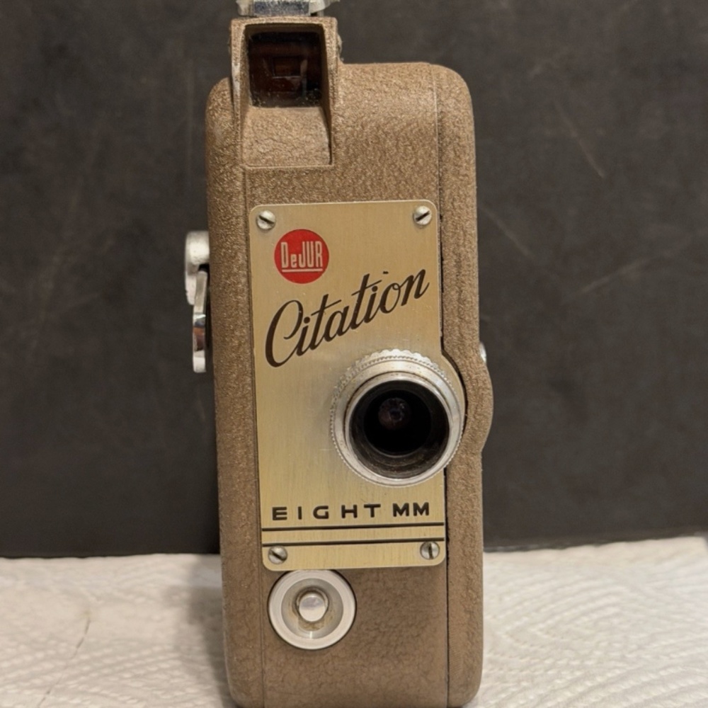 Vintage Dejur Citation Eight 8mm Movie Camera & Leather Case and Manual